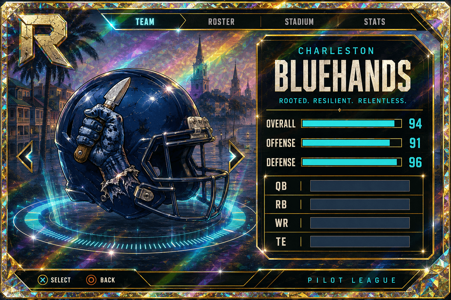 Charleston Bluehands team card — Tier 3